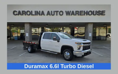 White 2023 Chevrolet Silverado 3500HD LT 9.5ft Flatbed Duramax 6.6l Turbo Diesel for sale in Concord, NC