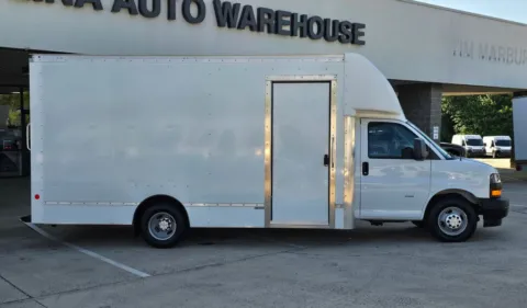 Another view of 2021 Chevrolet Express 3500 Work Van Cutaway 16ft Box w/Side Door and Shelves for sale in Concord, NC at Carolina Auto Warehouse