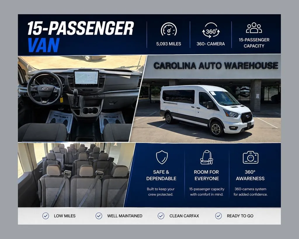 White 2022 Ford Transit-350 XLT Medium Roof 15-Passenger w/3.5L Eco-Boost V6 for sale in Concord, NC