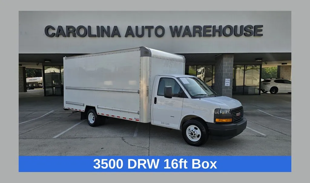 White 2021 GMC Savana 3500 Work Van 16ft Box w/Roll-up Door & Pull Out Ramp for sale in Concord, NC