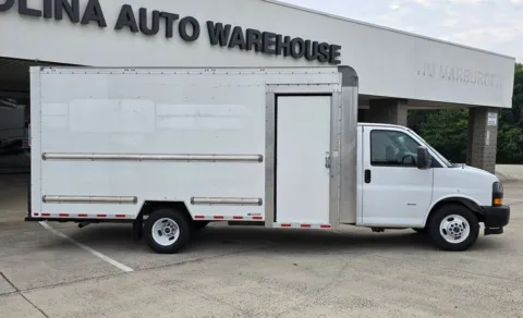 Another view of 2022 GMC Savana 3500 Work Van 16ft Box w/Roll-up Rear & Side Doors w/Shelves for sale in Concord, NC at Carolina Auto Warehouse