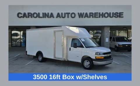 White 2022 Chevrolet Express 3500 Work Van Cutaway 16ft w/Shelves and Side/Rear Camera for sale in Concord, NC