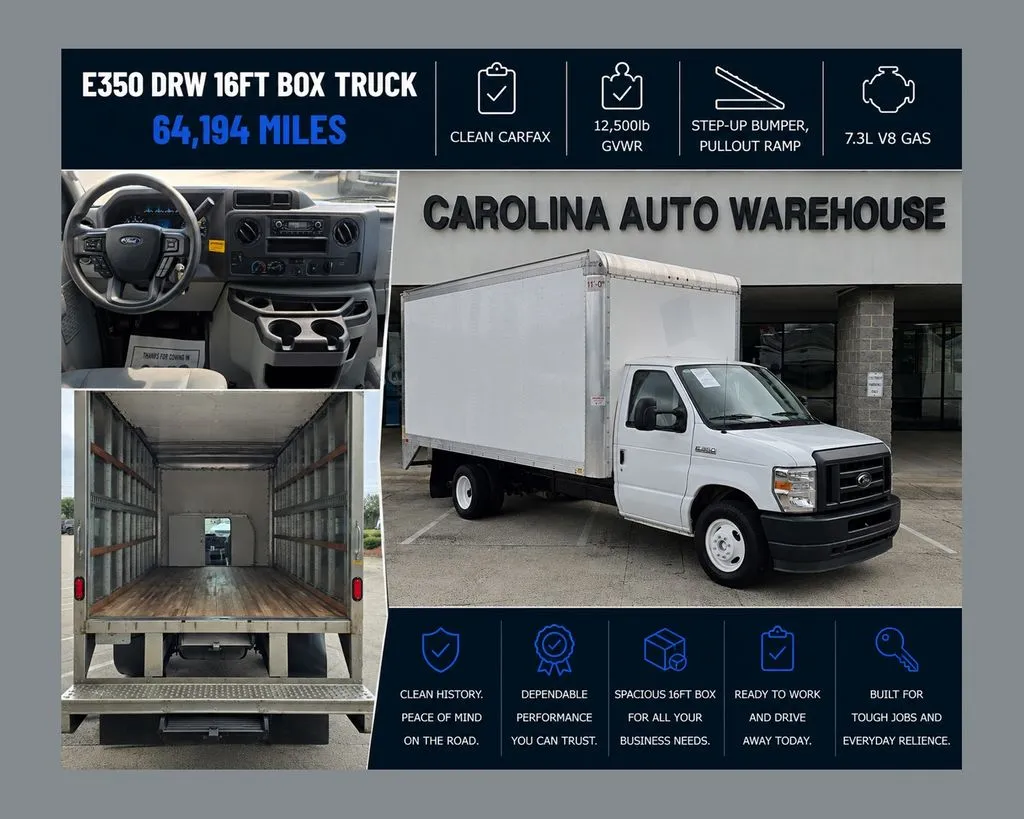 White 2023 Ford E-350SD E-350 SD Cutaway DRW 16ft Box w/Step-Up Bumper for sale in Concord, NC