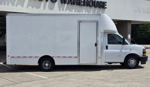 Another view of 2023 Chevrolet Express Cutaway 4500 Series Cutaway 16ft Box w/Shelves and Roll-up Door for sale in Concord, NC at Carolina Auto Warehouse