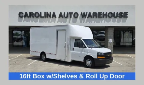 White 2023 Chevrolet Express Cutaway 4500 Series Cutaway 16ft Box w/Shelves and Roll-up Door for sale in Concord, NC