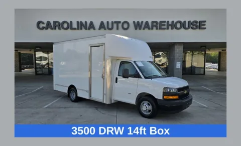 White 2021 Chevrolet Express 3500 Cutaway 14ft Box w/Shelves and Roll-up Door for sale in Concord, NC