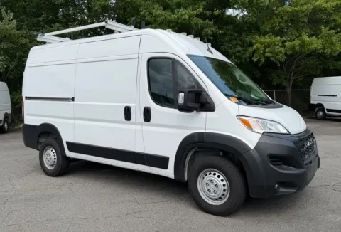 White 2025 Ram ProMaster 2500 High Roof 136WB w/Ladder Rack, Bulkhead, and Shelves for sale in Concord, NC