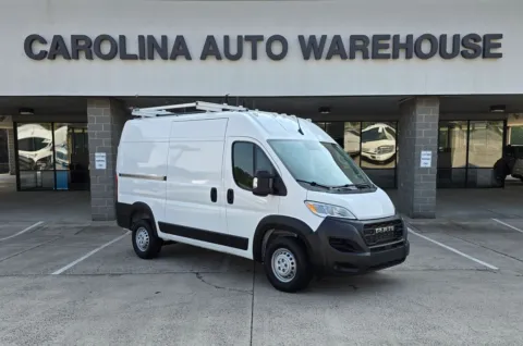 White 2025 Ram ProMaster 2500 High Roof 136WB w/Ladder Rack, Bulkhead, and Shelves for sale in Concord, NC
