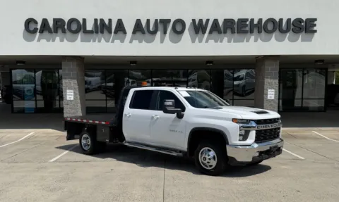 White 2023 Chevrolet Silverado 3500 HD LT 9.5ft Flatbed Turbo Diesel for sale in Concord, NC