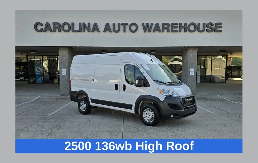 White 2025 Ram ProMaster 2500 High Roof 136wb w/Adaptive Cruise Control w/Stop & Go for sale in Concord, NC
