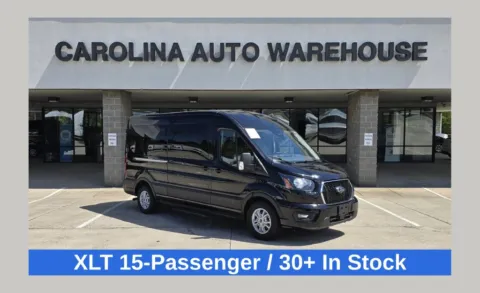 Black 2025 Ford Transit-350 XLT 15-Passenger w/HD Tow Package and Blind Spot for sale in Concord, NC