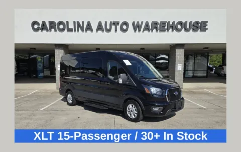 Black 2024 Ford Transit-350 XLT 15-Passenger w/HD Tow Package and Blind Spot for sale in Concord, NC