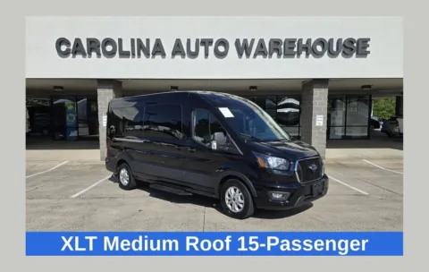 Black 2024 Ford Transit-350 XLT 15-Passenger w/HD Tow Package and Blind Spot for sale in Concord, NC