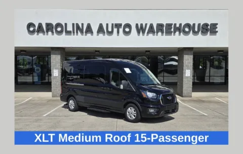 Black 2024 Ford Transit-350 XLT 15-Passenger w/HD Tow Package and Blind Spot for sale in Concord, NC
