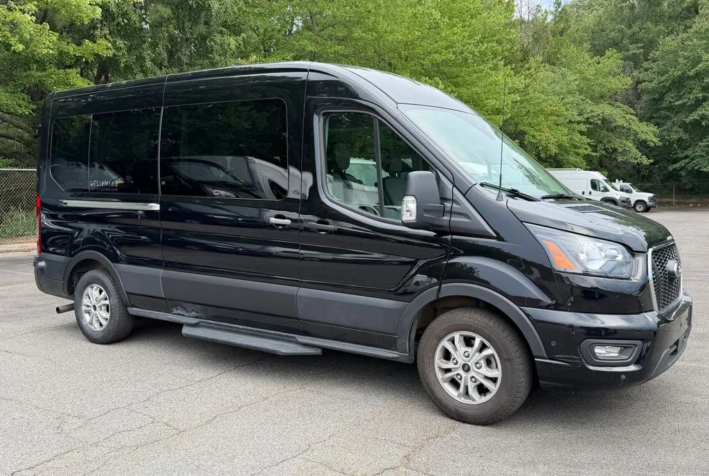 Black 2024 Ford Transit-350 XLT 15-Passenger w/HD Tow Package and Blind Spot for sale in Concord, NC