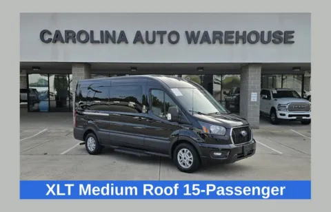 Black 2025 Ford Transit-350 XLT 15-Passenger w/HD Tow Package and Blind Spot for sale in Concord, NC
