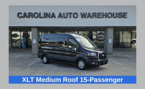Black 2025 Ford Transit-350 XLT 15-Passenger w/Navigation and Blind Spot for sale in Concord, NC