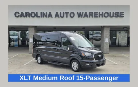 Black 2025 Ford Transit-350 XLT 15-Passenger w/HD Tow Package and Blind Spot for sale in Concord, NC