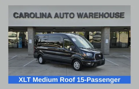 Black 2025 Ford Transit-350 XLT 15-Passenger w/HD Tow Package and Blind Spot for sale in Concord, NC
