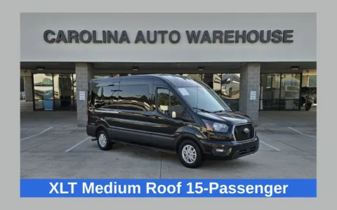 Black 2025 Ford Transit-350 XLT 15-Passenger w/Navigation and Blind Spot for sale in Concord, NC