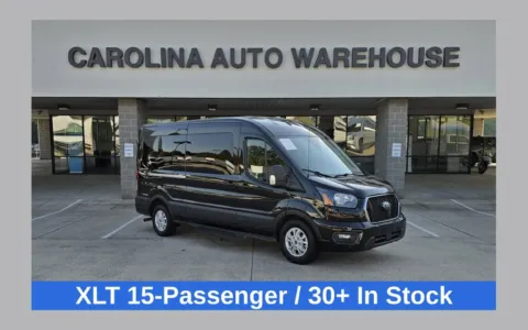 Black 2025 Ford Transit-350 XLT 15-Passenger w/Navigation and Blind Spot for sale in Concord, NC