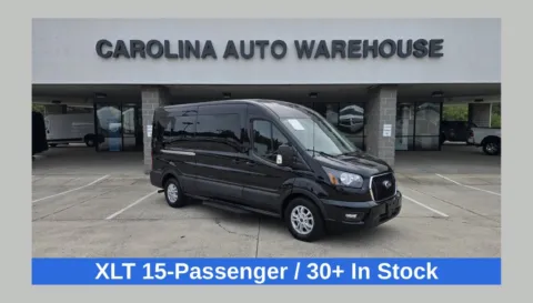 Black 2025 Ford Transit-350 XLT 15-Passenger w/HD Tow Package and Blind Spot for sale in Concord, NC