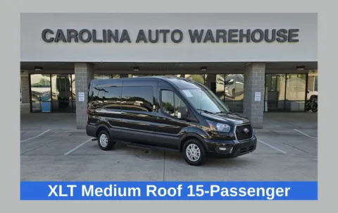 Black 2025 Ford Transit-350 XLT 15-Passenger w/Navigation and Blind Spot for sale in Concord, NC