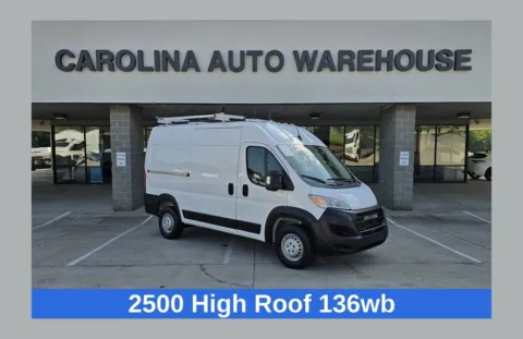 White 2024 Ram ProMaster 2500 High Roof 136WB w/Shelves, Bulkhead, and Ladder Rack for sale in Concord, NC