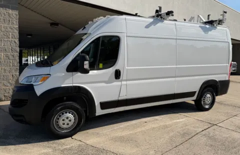White 2024 Ram ProMaster 2500 High Roof 159WB w/3-Person Bench, Shelves, and Ladder Rack for sale in Concord, NC