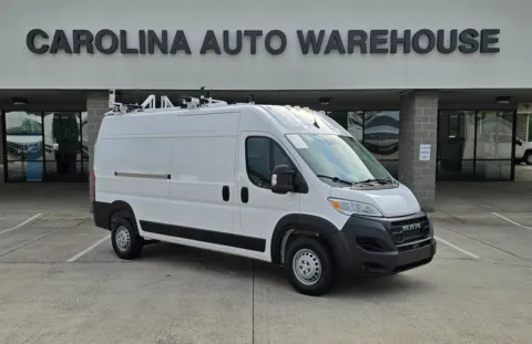 White 2024 Ram ProMaster 2500 High Roof 159WB w/3-Person Bench, Shelves, and Ladder Rack for sale in Concord, NC