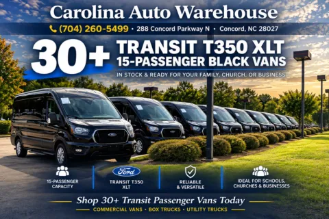 Another view of 2024 Ford Transit-350 XLT 15-Passenger w/HD Tow Package and Blind Spot for sale in Concord, NC at Carolina Auto Warehouse