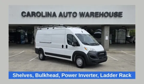 White 2024 Ram ProMaster 2500 High Roof w/Shelves, Bulkhead, Power Inverter, Ladder Rack for sale in Concord, NC