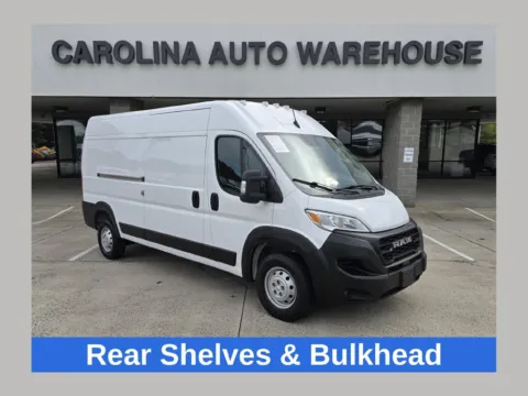 White 2023 Ram ProMaster 2500 High Roof 159wb w/Rear Shelves, and Bulkhead for sale in Concord, NC