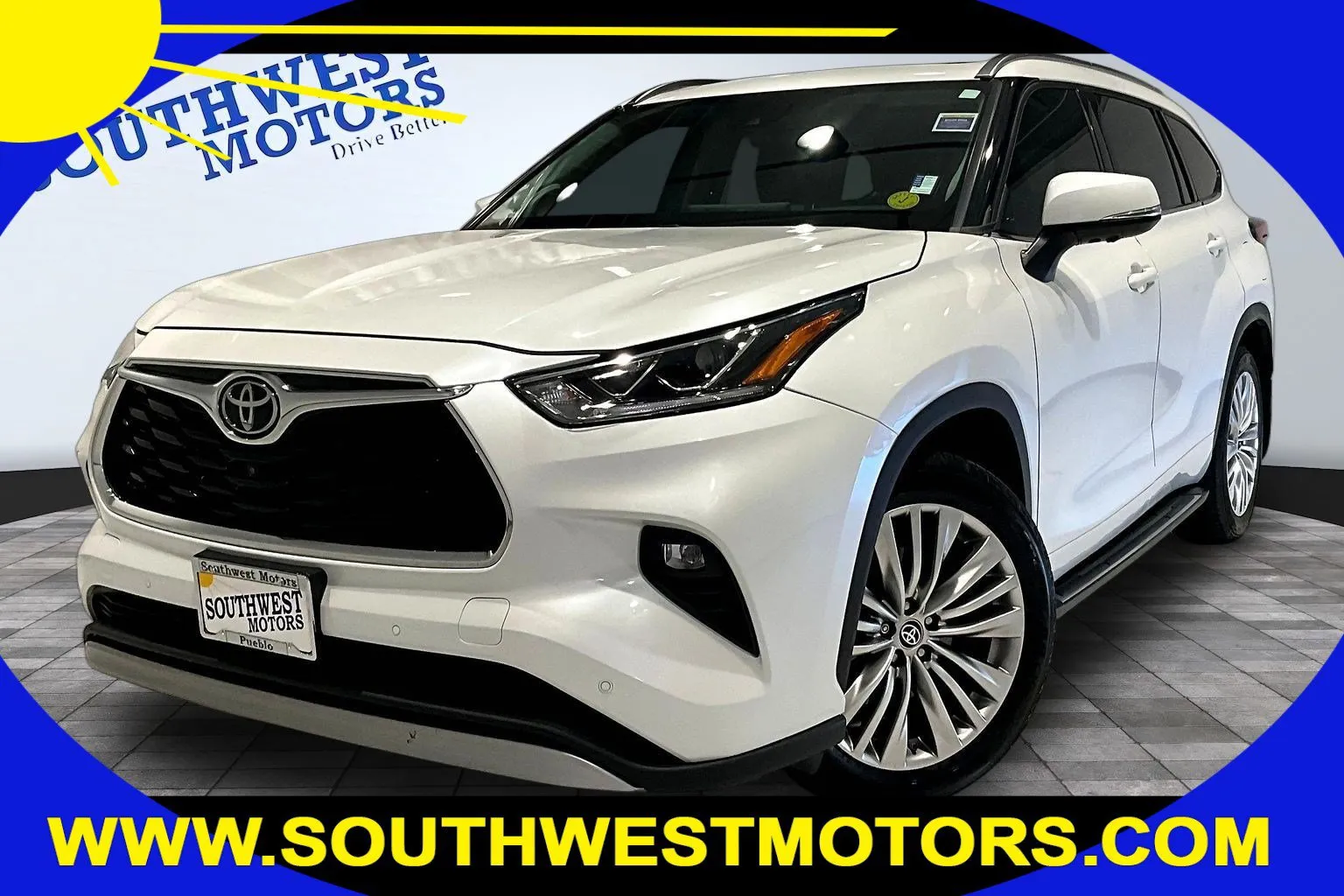 White 2023 Toyota Highlander Platinum for sale in Pueblo, CO