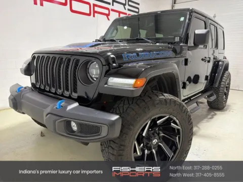 Black 2023 Jeep Wrangler Rubicon 4xe for sale in Fishers, IN