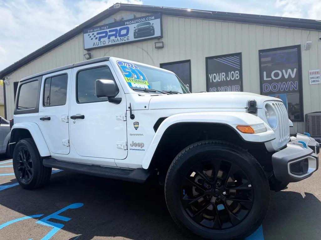 White 2023 JEEP WRANGLER SAHARA 4XE for sale in Crown Point, IN