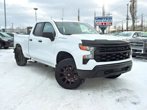 White 2023 Chevrolet Silverado 1500 Double Cab Work Truck Pickup 4D 6 1/2 ft for sale in Anchorage, AK
