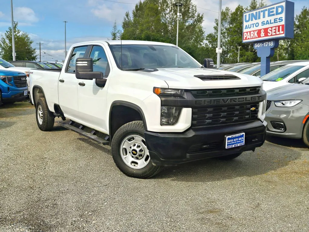 White 2022 Chevrolet Silverado 2500 HD Crew Cab Work Truck Pickup 4D 8 ft for sale in Anchorage, AK