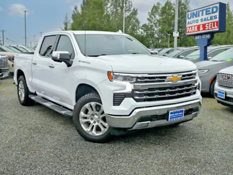 White 2023 Chevrolet Silverado 1500 Crew Cab LTZ Pickup 4D 5 3/4 ft for sale in Anchorage, AK