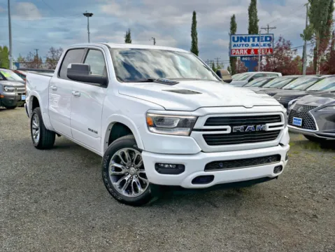 White 2021 Ram 1500 Crew Cab Laramie Pickup 4D 5 1/2 ft for sale in Anchorage, AK