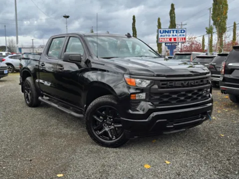 Black 2024 Chevrolet Silverado 1500 Crew Cab Custom Pickup 4D 5 3/4 ft for sale in Anchorage, AK
