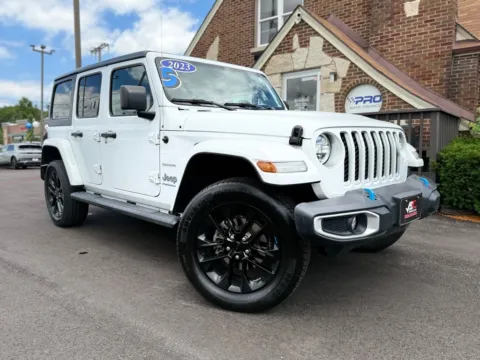 White 2023 JEEP WRANGLER SAHARA 4XE for sale in Highland, IN