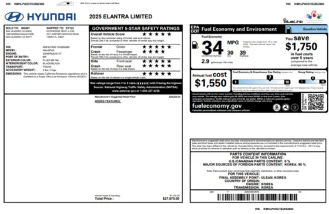 Another view of 2025 Hyundai Elantra Limited for sale in Canton, GA at Grand Hyundai of Canton