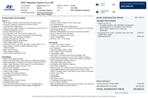 Another view of 2027 Hyundai Santa Cruz SE for sale in Canton, GA at Grand Hyundai of Canton