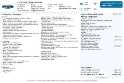 Photos of 2012 Ford Escape Limited for sale in Canton, GA at Grand Hyundai of Canton