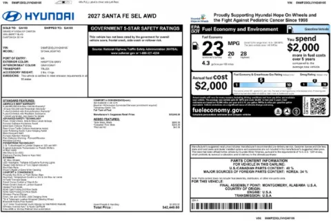 Another view of 2027 Hyundai Santa Fe SEL for sale in Canton, GA at Grand Hyundai of Canton