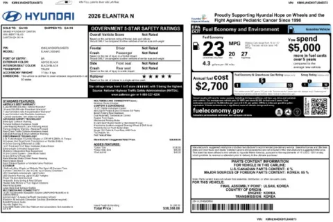 Another view of 2026 Hyundai Elantra N for sale in Canton, GA at Grand Hyundai of Canton