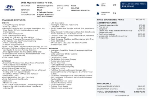 Another view of 2026 Hyundai Santa Fe SEL for sale in Canton, GA at Grand Hyundai of Canton