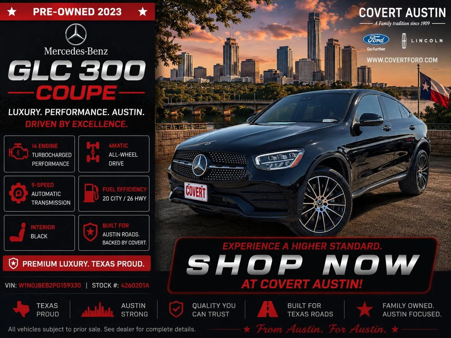 Black 2023 Mercedes-Benz GLC 300 Coupe for sale in Austin, TX