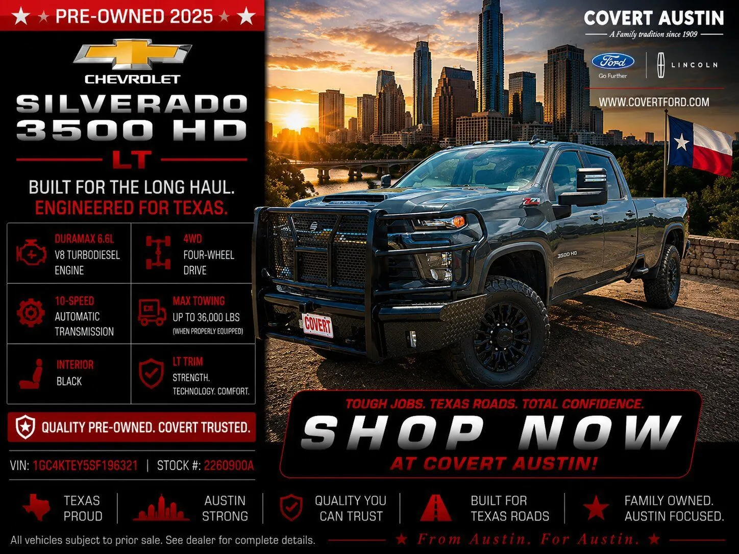 Gray 2025 Chevrolet Silverado 3500HD LT for sale in Austin, TX